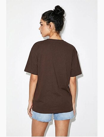 T-shirt oversize in jersey di cotone stampata lucci