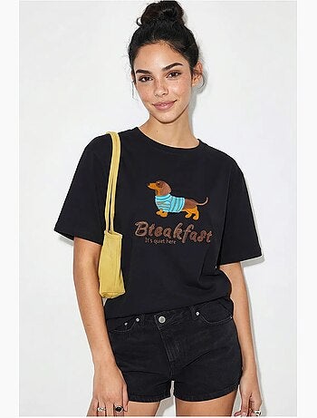 T-shirt oversize in jersey di cotone stampata lucci
