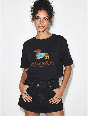 T-shirt oversize in jersey di cotone stampata lucci