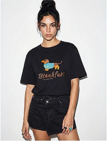 T-shirt oversize in jersey di cotone stampata lucci