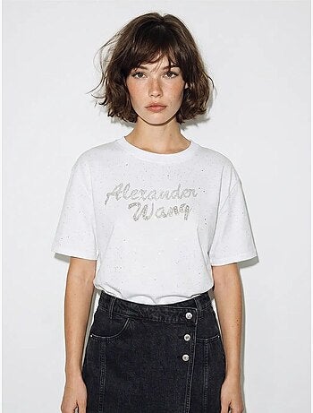 T-shirt oversize in jersey di cotone stampato lucci
