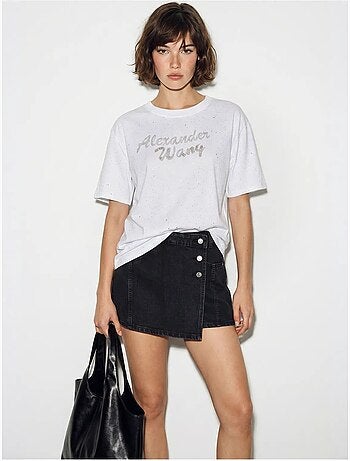 T-shirt oversize in jersey di cotone stampato lucci