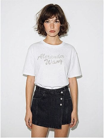 T-shirt oversize in jersey di cotone stampato lucci