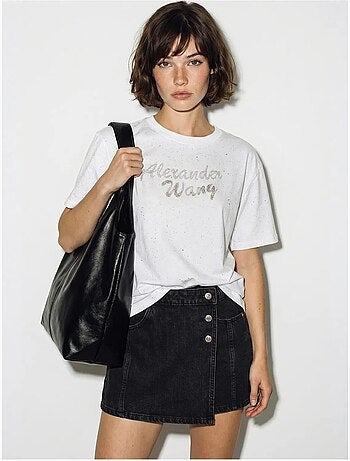 T-shirt oversize in jersey di cotone stampato lucci