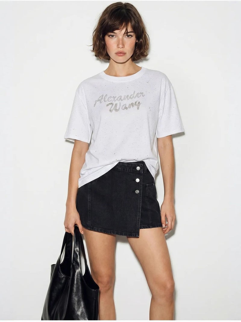 T-shirt oversize in jersey di cotone stampato lucci Bianco - Kiabi