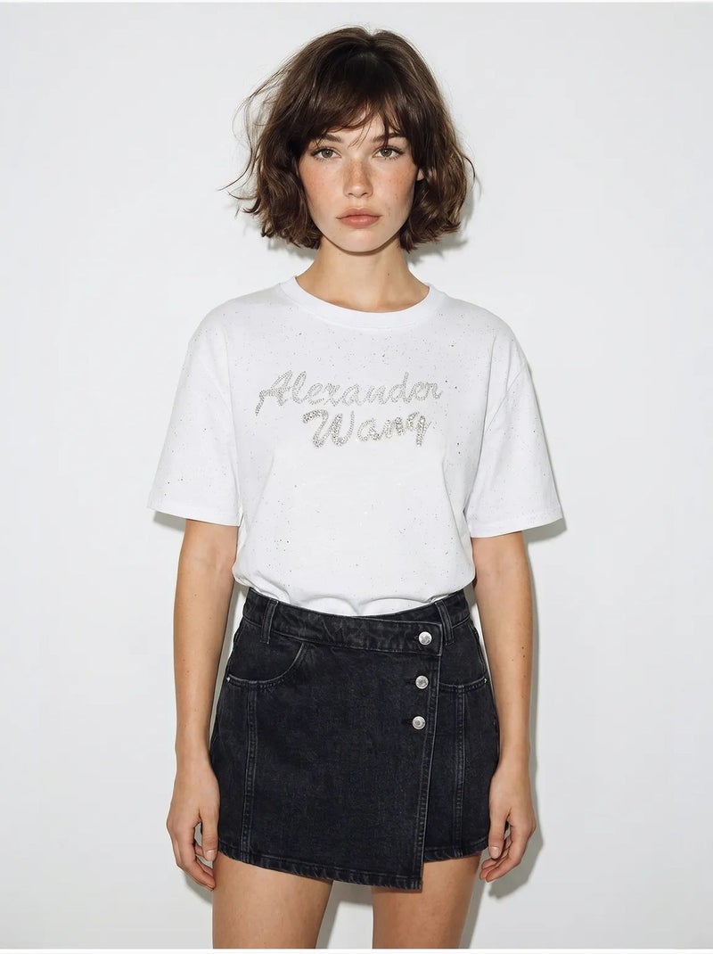 T-shirt oversize in jersey di cotone stampato lucci Bianco - Kiabi