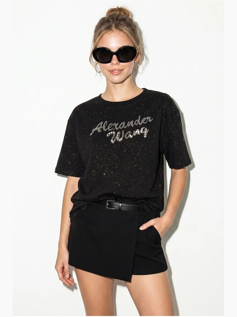 T-shirt oversize in jersey di cotone stampato lucci Nero - Kiabi