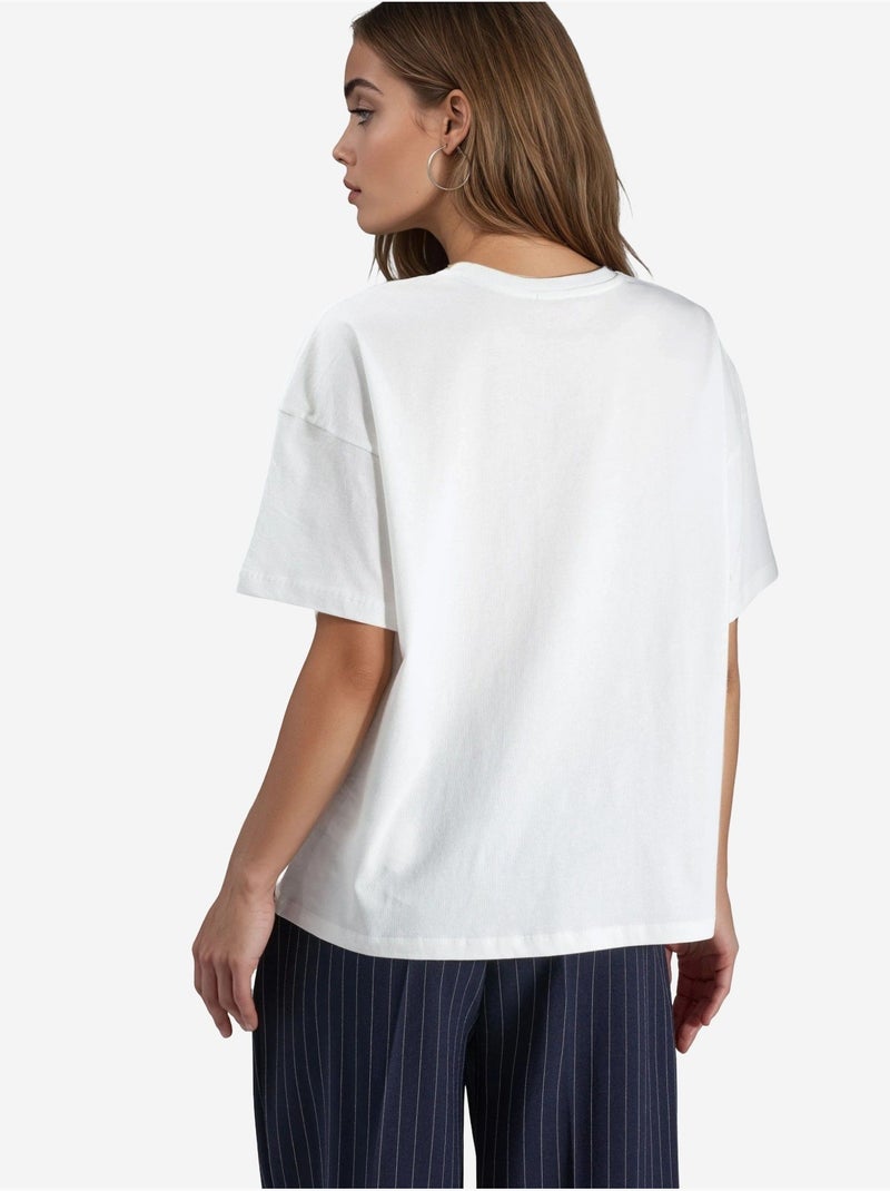 T-shirt oversize in maglia ricamata hiccup Bianco sporco - Kiabi