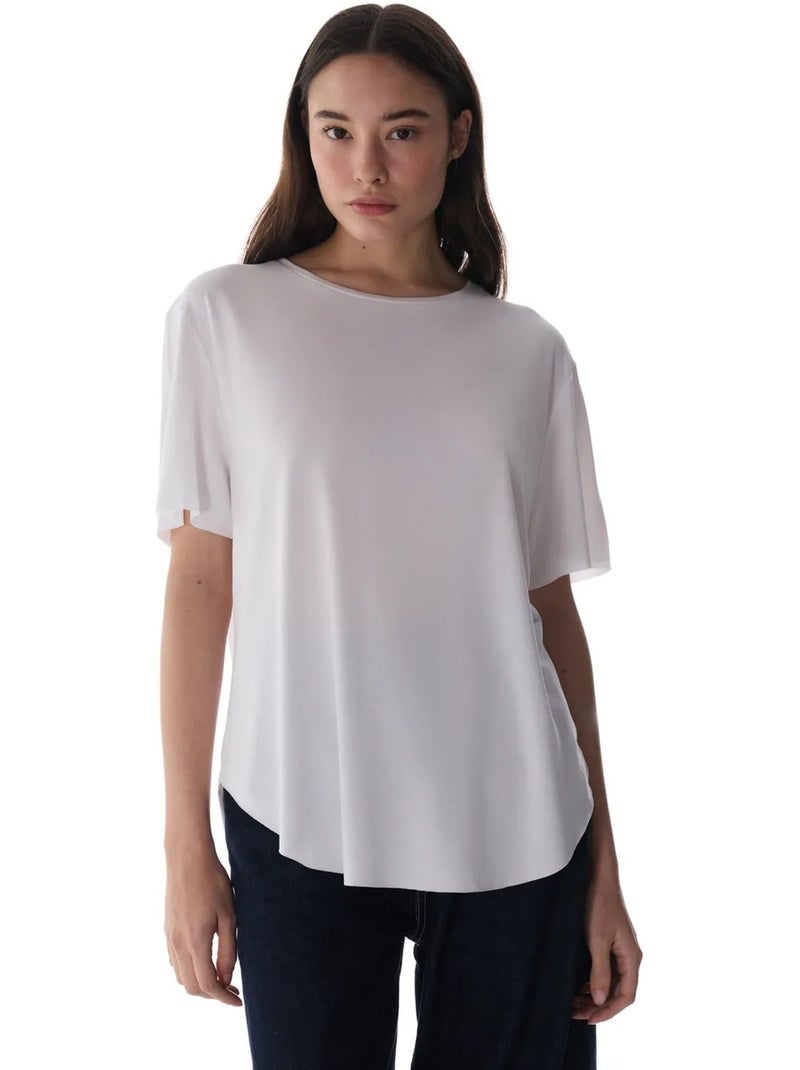 T-shirt oversize in modal con girocollo penti Bianco - Kiabi