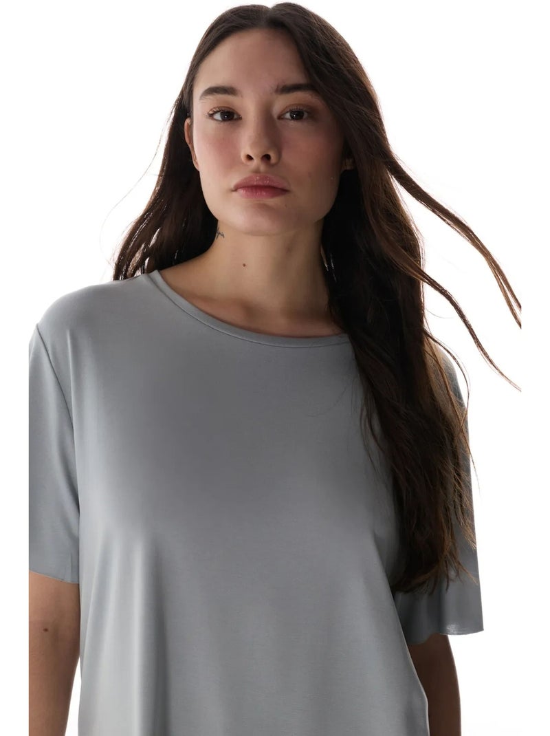 T-shirt oversize in modal con girocollo penti Grigio chiaro - Kiabi