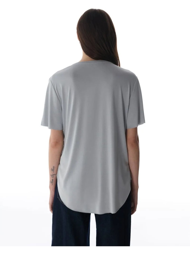 T-shirt oversize in modal con girocollo penti Grigio chiaro - Kiabi