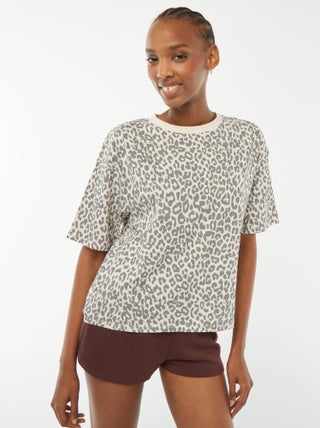 T-shirt oversize stampa leopardata