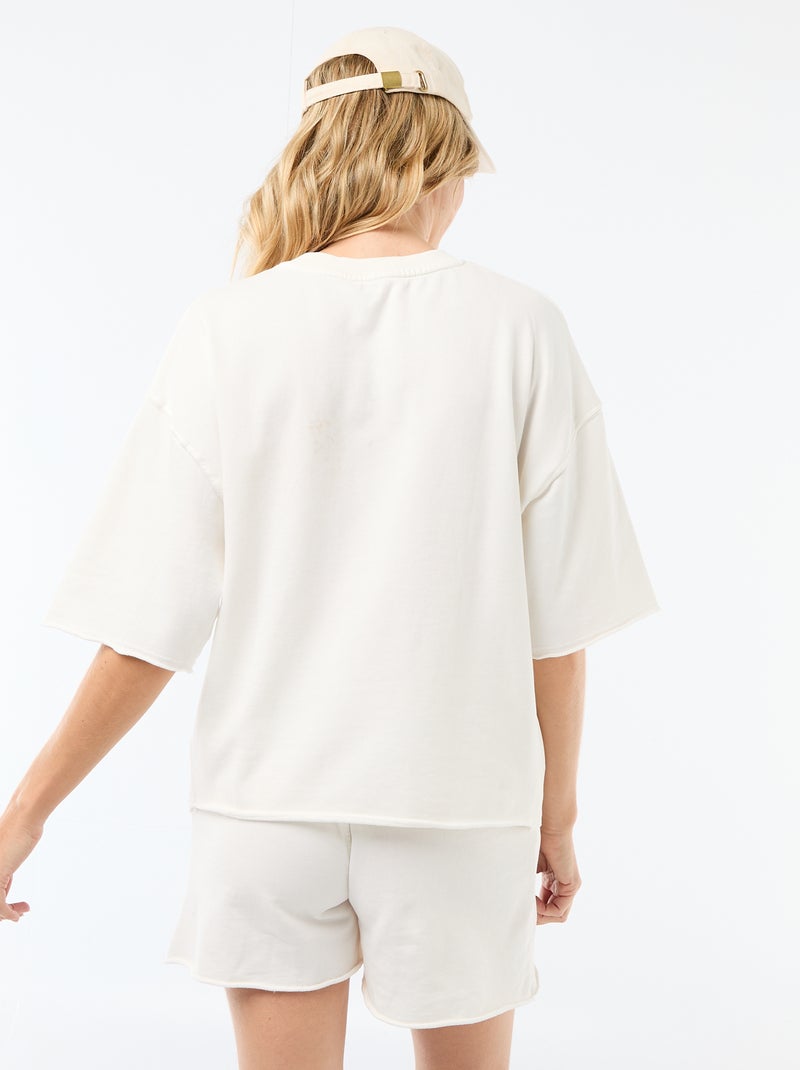 T-shirt oversize stampata a maniche corte Bianco - Kiabi
