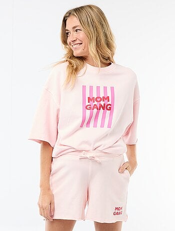 T-shirt oversize stampata a maniche corte