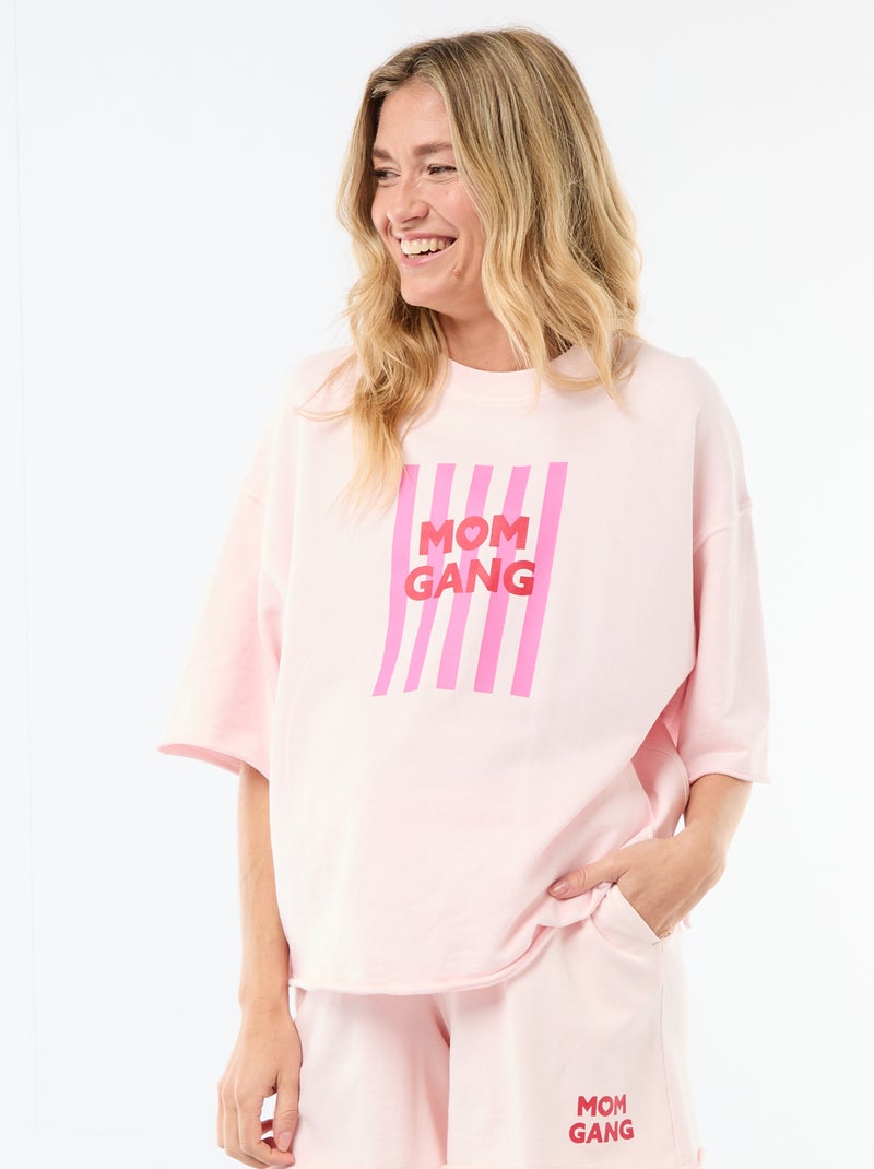 T-shirt oversize stampata a maniche corte Rosa - Kiabi