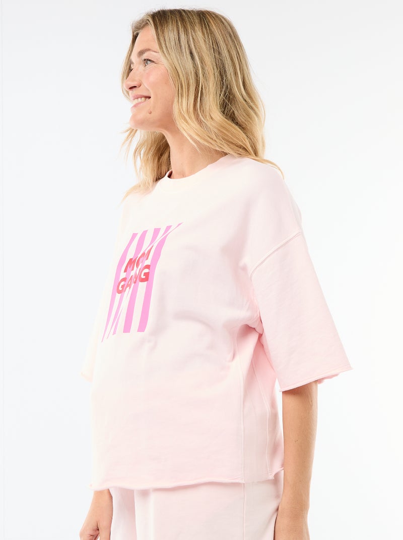 T-shirt oversize stampata a maniche corte Rosa - Kiabi
