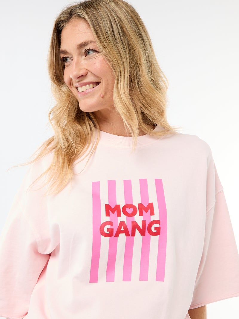 T-shirt oversize stampata a maniche corte Rosa - Kiabi