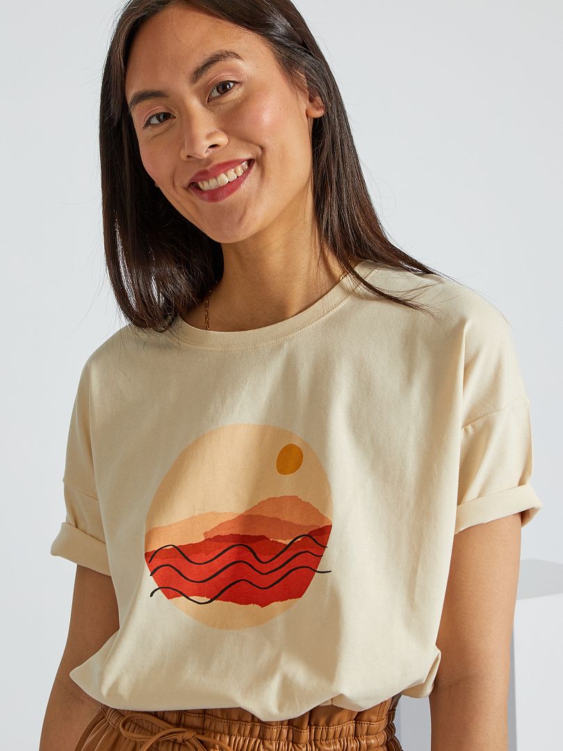 T-shirt oversize stampata BEIGE - Kiabi