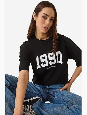 T-shirt oversize stampata con girocollo lucci