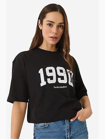T-shirt oversize stampata con girocollo lucci