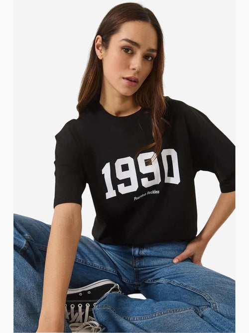 T-shirt oversize stampata con girocollo lucci - Kiabi T-shirt oversize stampata con girocollo lucci - Kiabi
