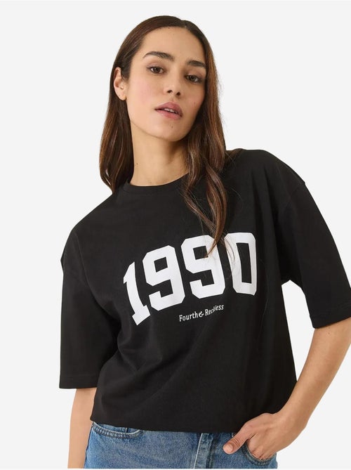 T-shirt oversize stampata con girocollo lucci - Kiabi T-shirt oversize stampata con girocollo lucci - Kiabi