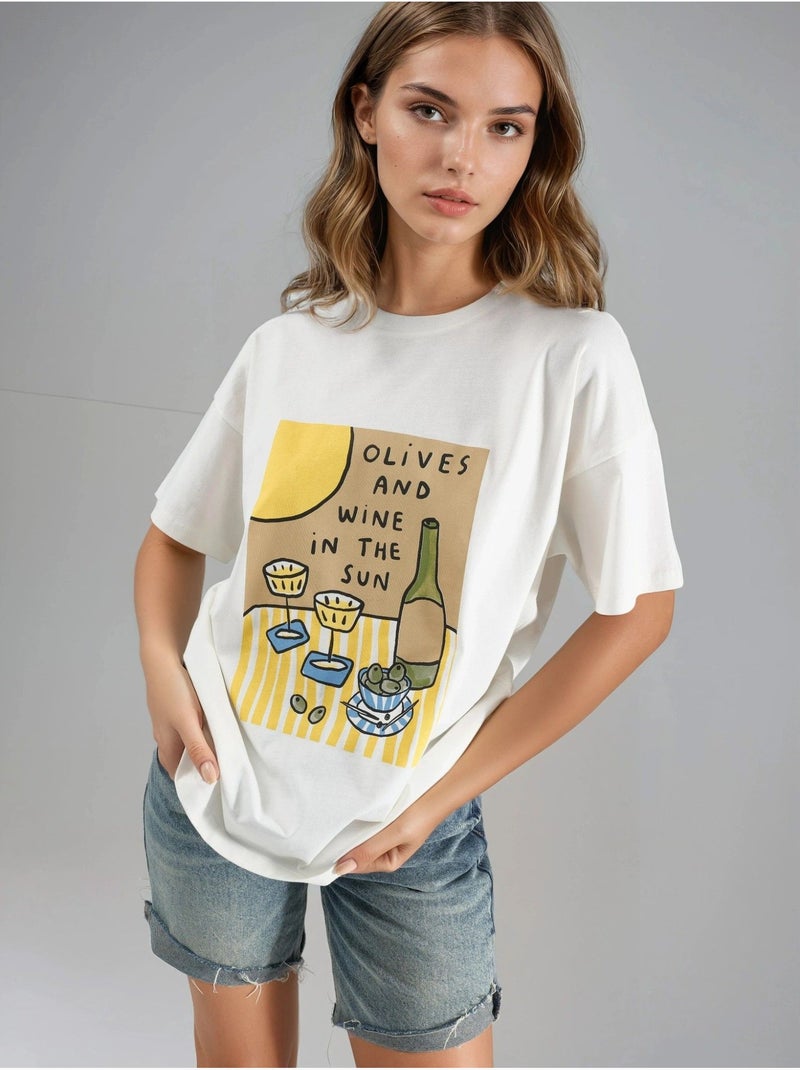 T-shirt oversize stampata hiccup Bianco - Kiabi