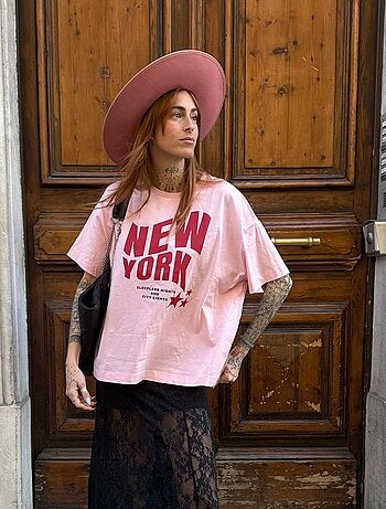 T-shirt oversize stampata