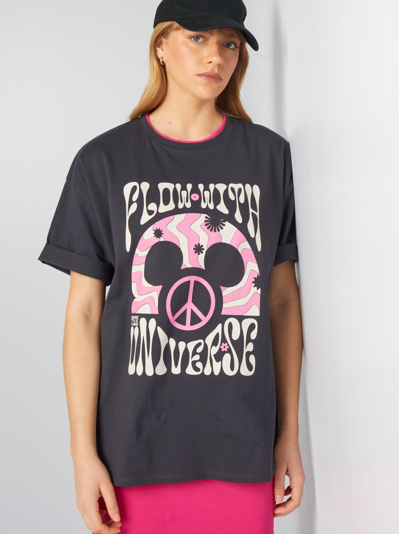 T-shirt oversize stile hippies 'Topolino' di 'Disney' - NERO - Kiabi