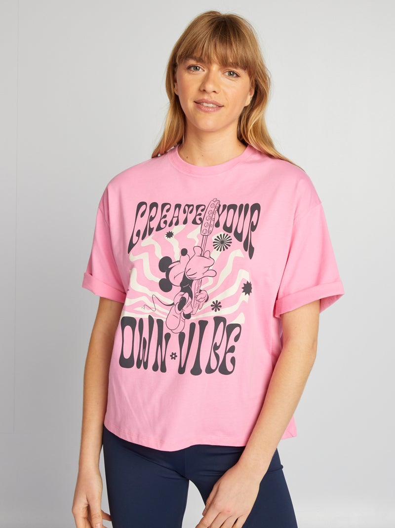 T-shirt oversize stile hippies 'Topolino' di 'Disney' - ROSA - Kiabi