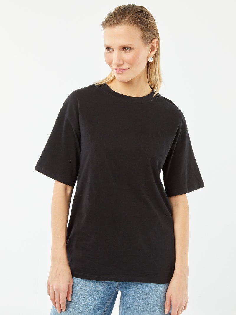 T-shirt oversize tinta unita Maniche t-shirt a maniche corte oversize - nero - Kiabi