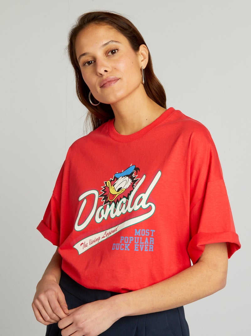 T-shirt 'Paperino' di 'Disney' in cotone ROSSO - Kiabi