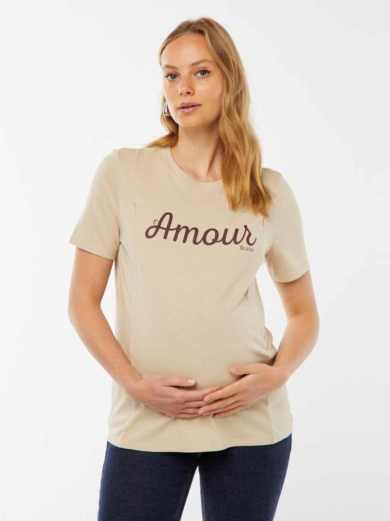 T-shirt per l'allattamento Beige - Kiabi