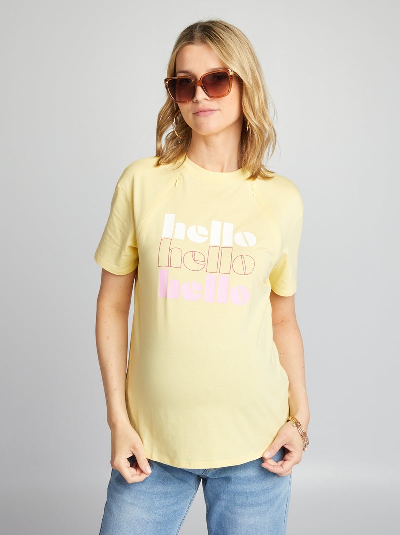T-shirt per l'allattamento con aperture GIALLO - Kiabi