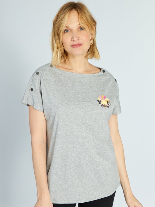 T-shirt per l'allattamento con collo con bottoni - Kiabi