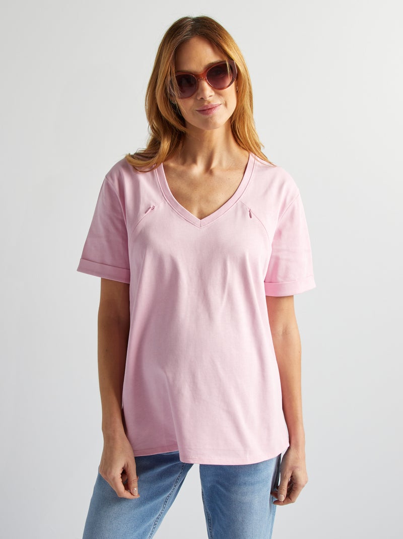 T-shirt per l'allattamento con scollo a V ROSA - Kiabi