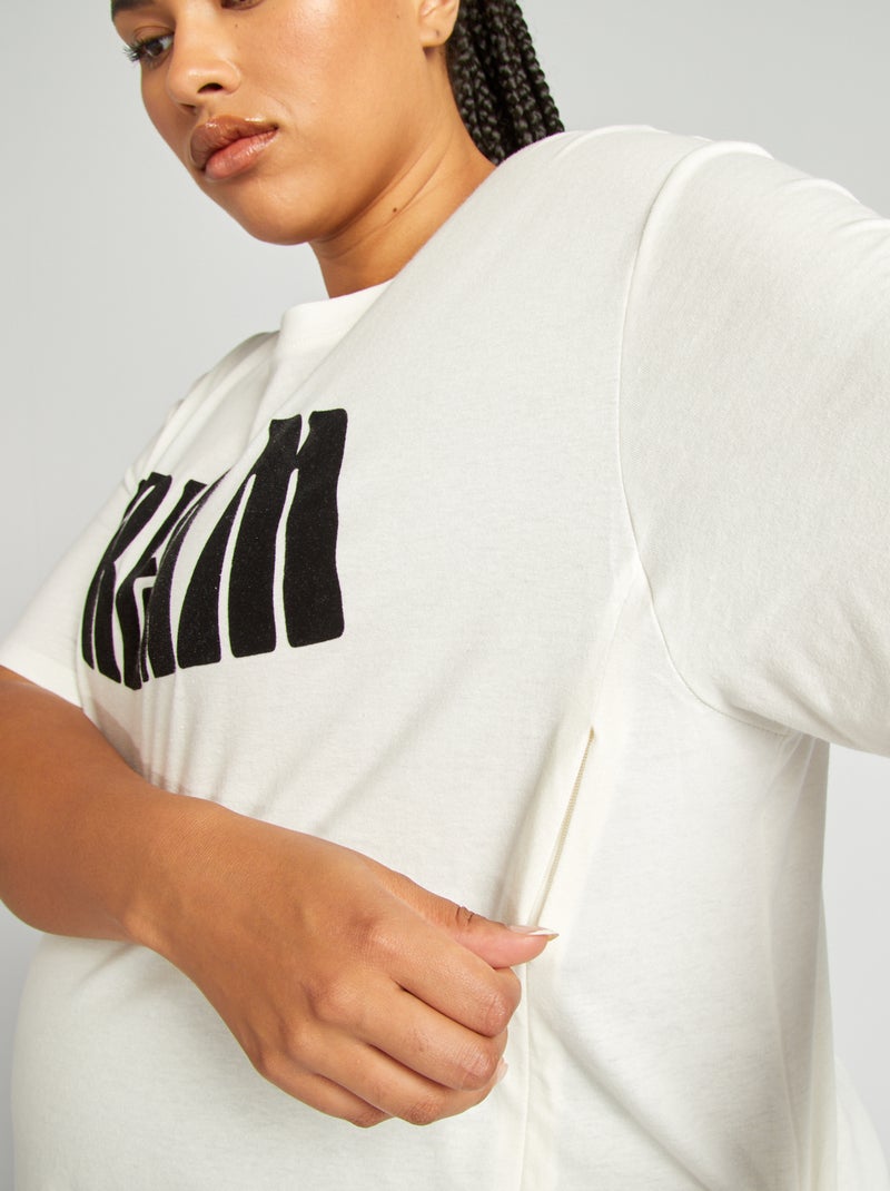 T-shirt per l'allattamento con scollo tondo BIANCO - Kiabi