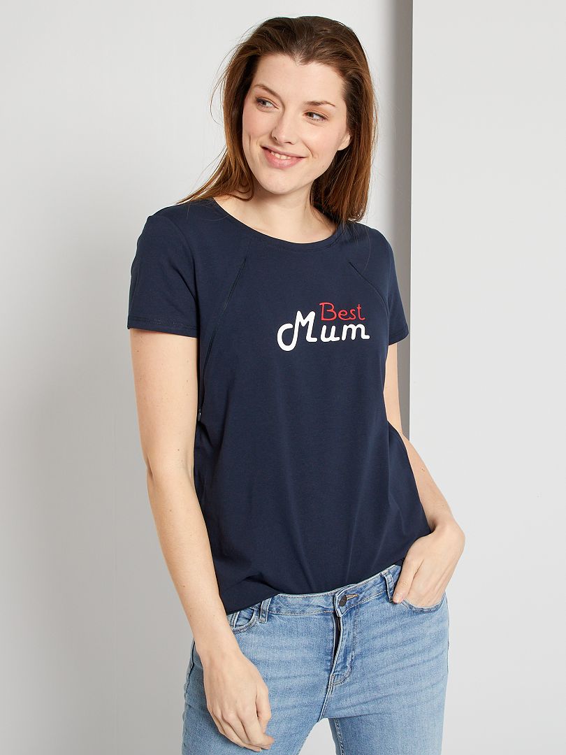 T-shirt per l'allattamento con zip BLU - Kiabi