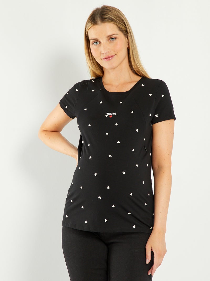 T-shirt per l'allattamento con zip invisibili NERO - Kiabi