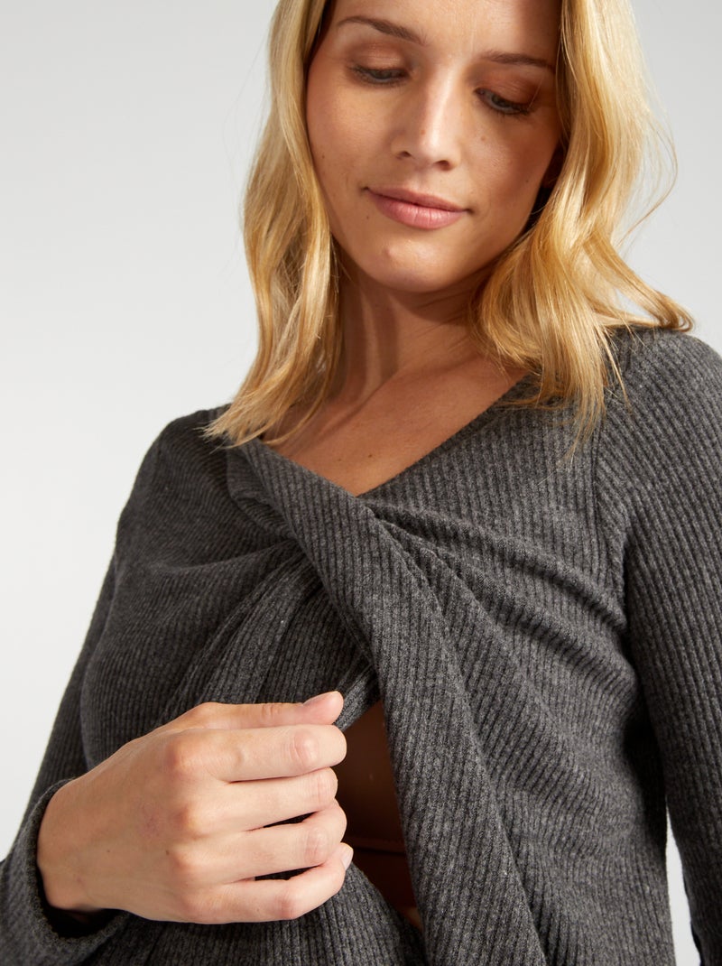 T-shirt per l'allattamento in tessuto soffice GRIGIO - Kiabi