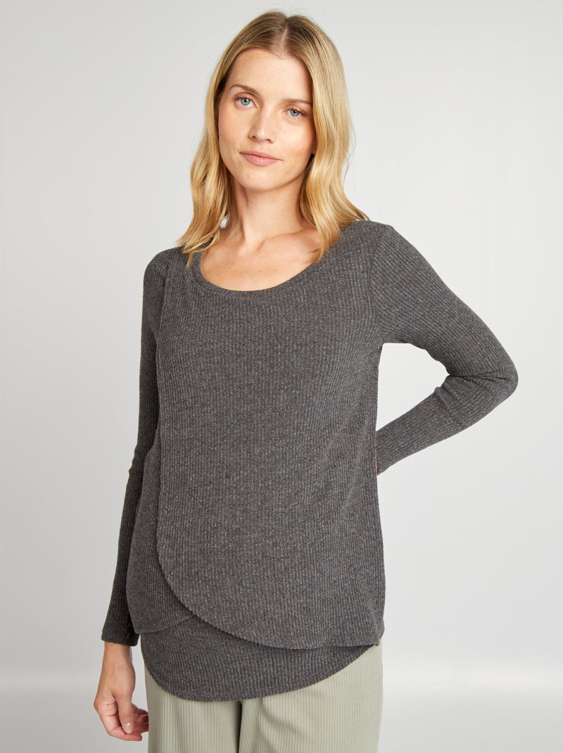 T-shirt per l'allattamento in tessuto soffice GRIGIO - Kiabi