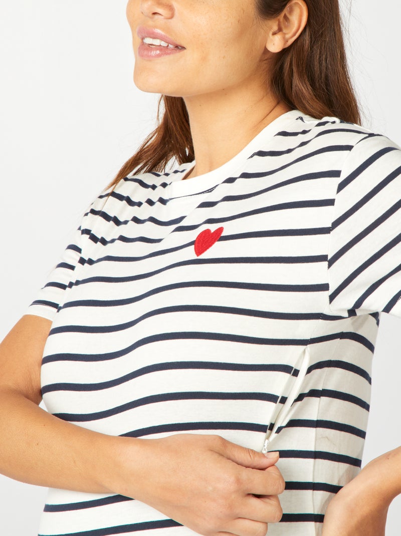 T-shirt per l'allattamento stampata BIANCO - Kiabi