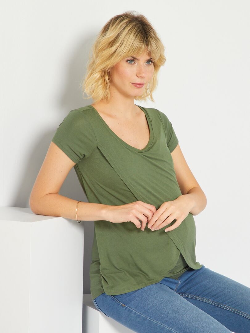 T-shirt per l'allattamento verde scuro - Kiabi