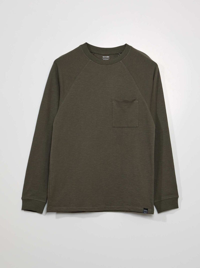 T-shirt pesante a maniche lunghe KAKI - Kiabi