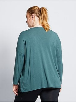 Taglie forti donna - T-shirt pigiama con dettaglio in pizzo - Kiabi