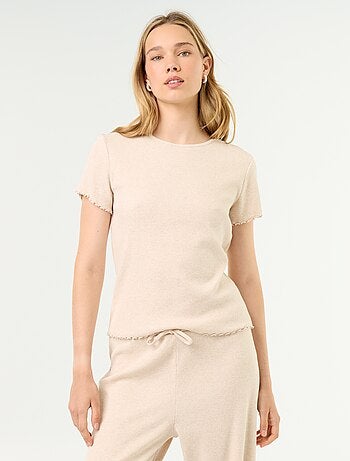 T-shirt pigiama in maglia a costine