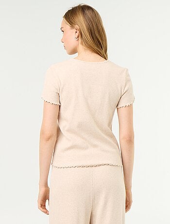 T-shirt pigiama in maglia a costine