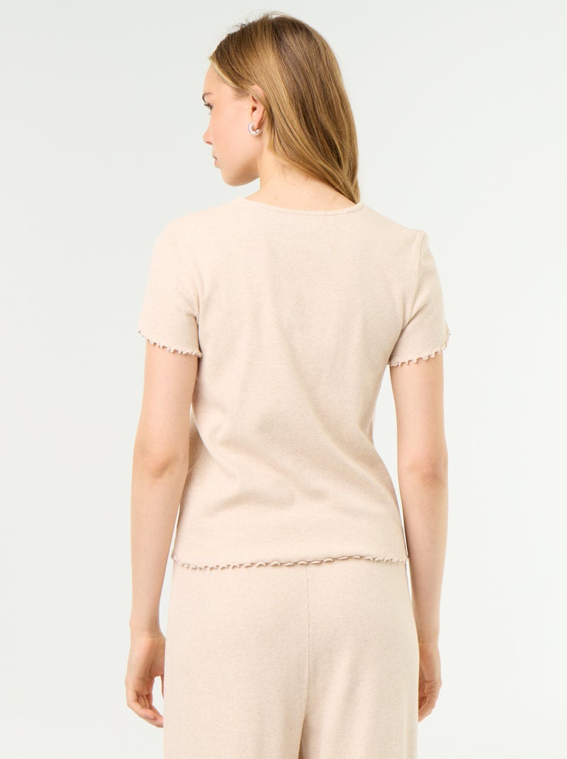 T-shirt pigiama in maglia a costine Beige - Kiabi