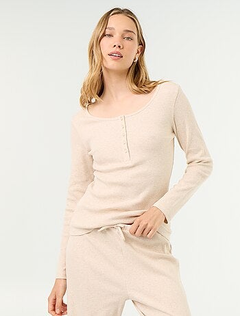 T-shirt pigiama in maglia a costine