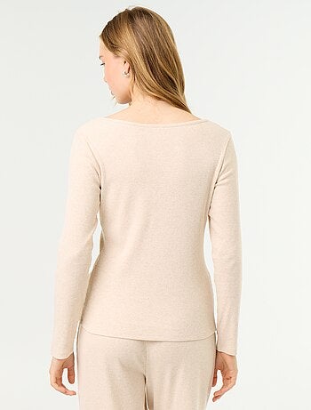 T-shirt pigiama in maglia a costine